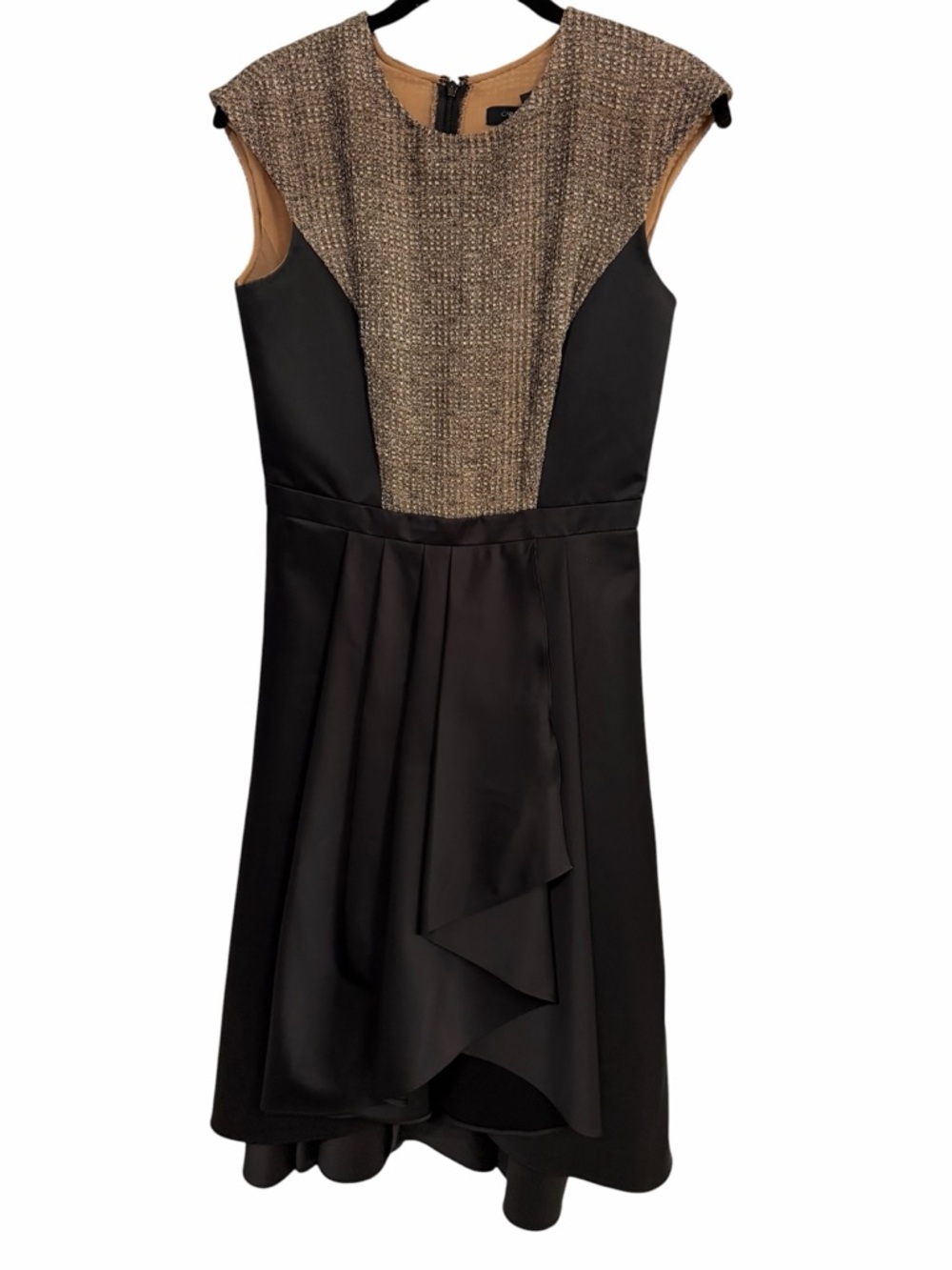 CARMEN MARC VALVO High Low Black and Gold Dress Unique 4 - Picture 7 of 12